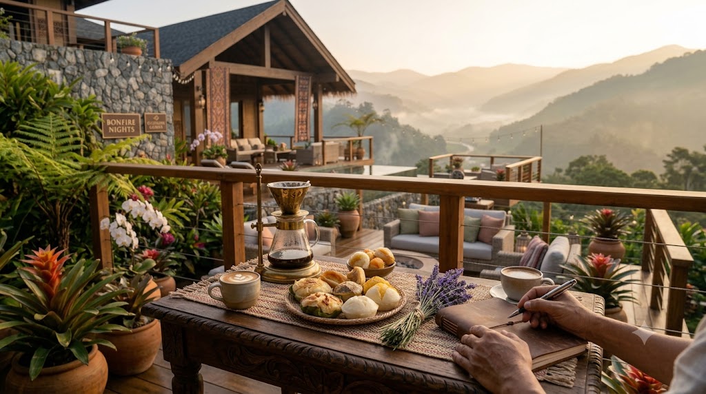 Coffee overlooking the hills
